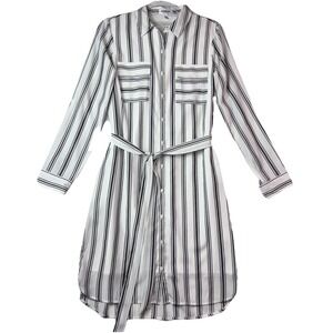Express Striped Tie Front City‎ Shirt Dress Size Medium Casual Business Work